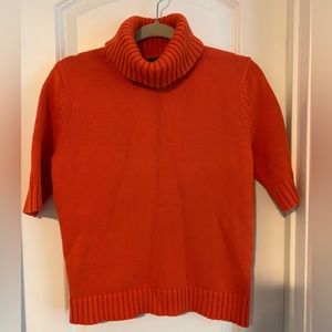 Ralph Lauren Orange Cable knit Turtle Neck Sweater.  100% Cotton